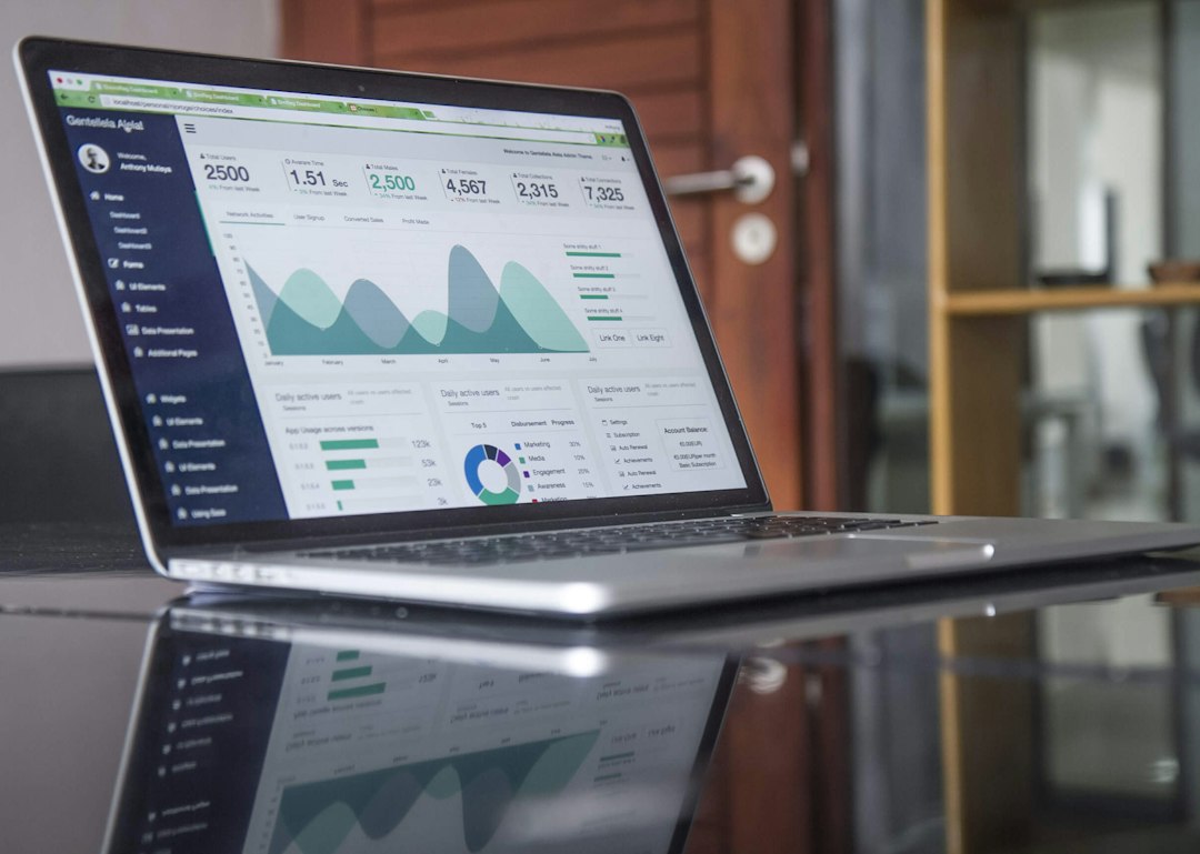 Financial analytics dashboard and audit reports on laptop